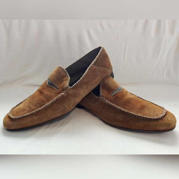 DONALD J PLINER Men's 9M Tan Suede Loafers - Picture 2 of 8